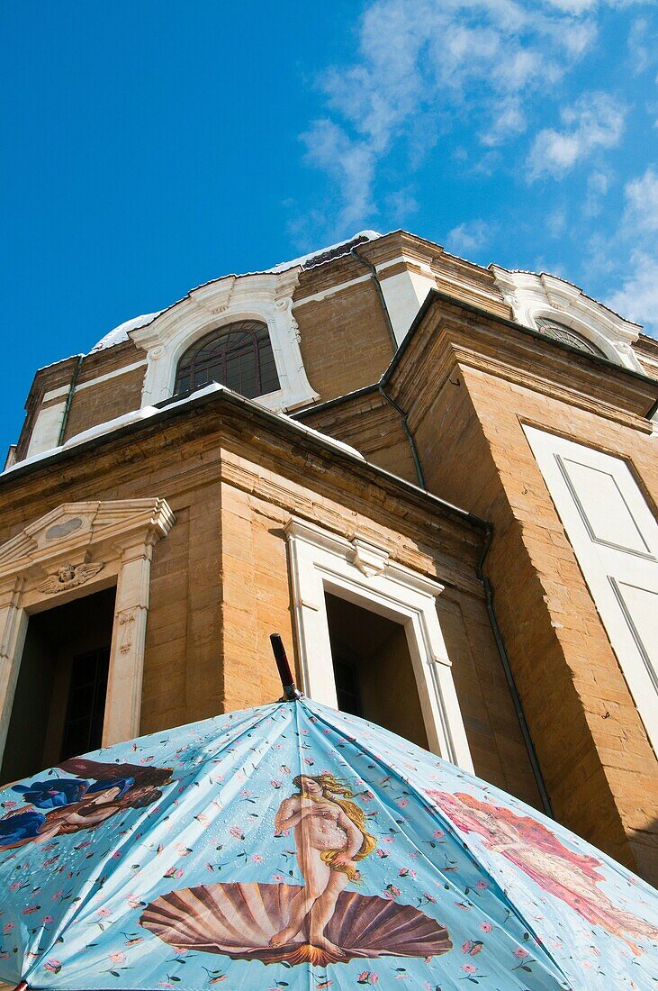 The Medici Chapels Cappelle medicee and umbrella with Botticelli´s Venus , Firenze, Tuscany, Italy, UNESCO World Heritage Site