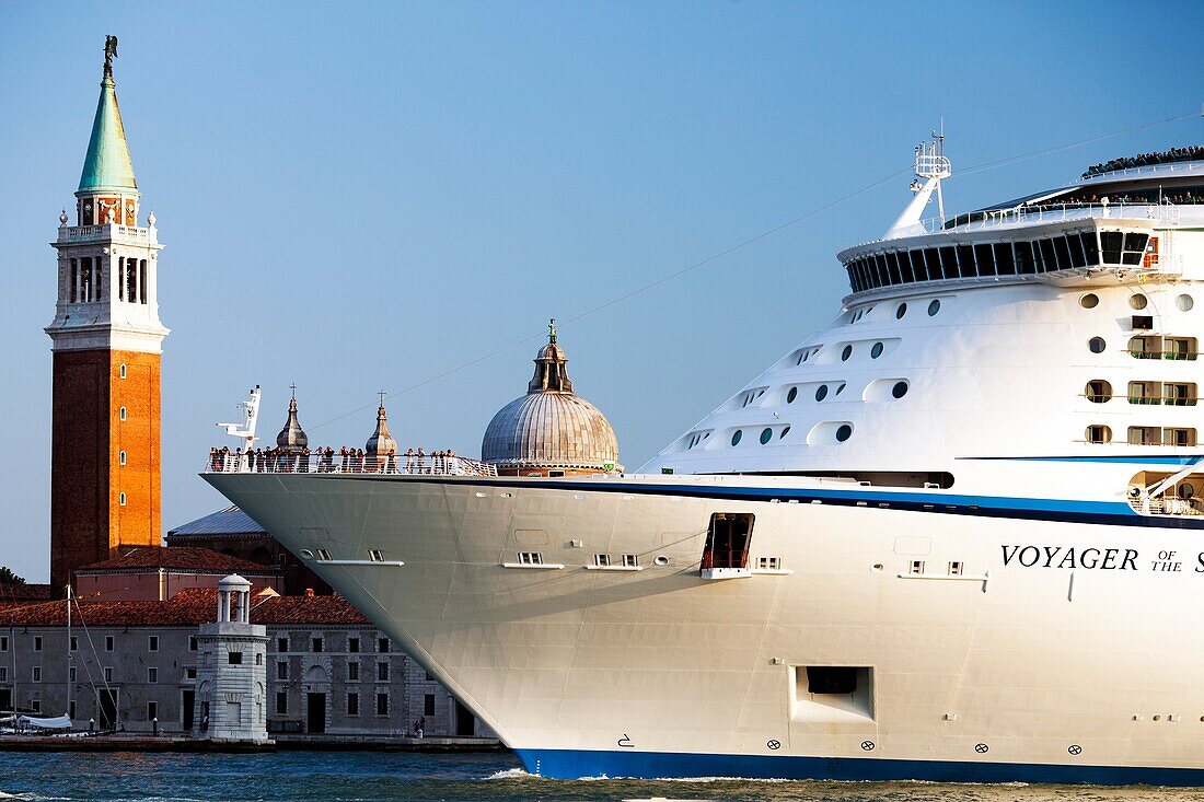 A liner prow in front of San Giorgio Maggiore, Venice, Italy