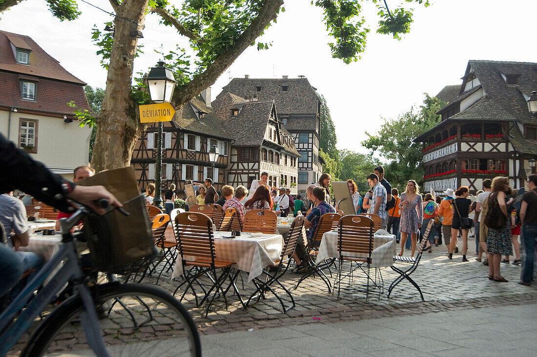 Restaurant in the Petite France quarter, Strasbourg, Alsace, France