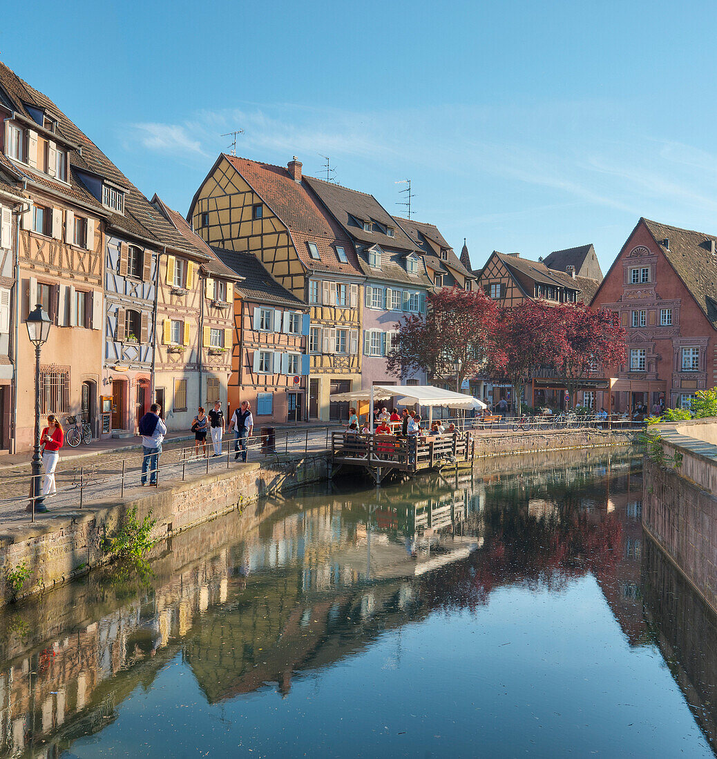 Half timbered houses at the river Lauch, Little Venice, Colmar, Alsace, France, Europe