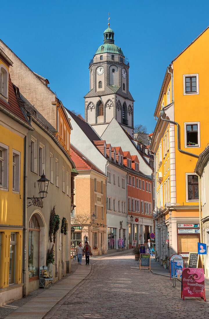 Alley with Church of Our Lady, Meissen, Saxony, Germany, Europe