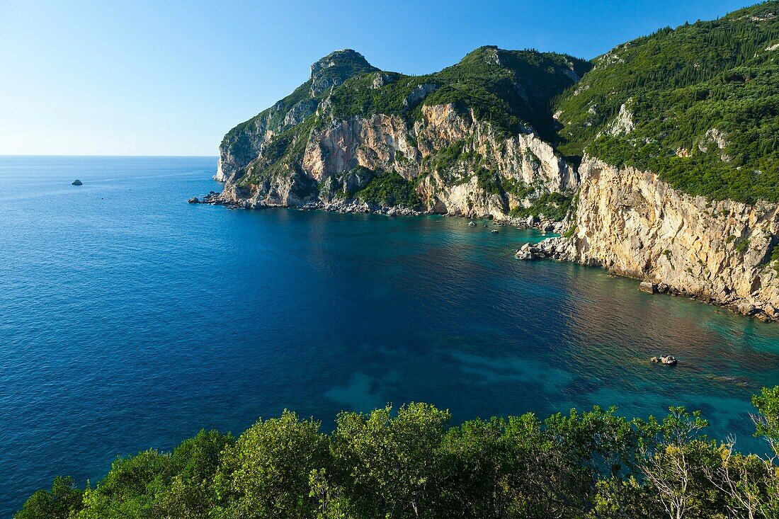 Landscape around the village of Paleokastritsa, Corfu, Ionian Islands, Greece, Mediterranean Sea