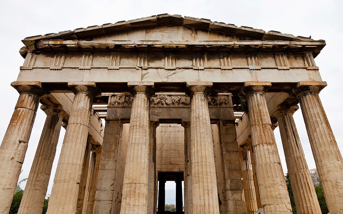 Doric Columns in Temple of Hefesto, Greek Agora Athens, Greece