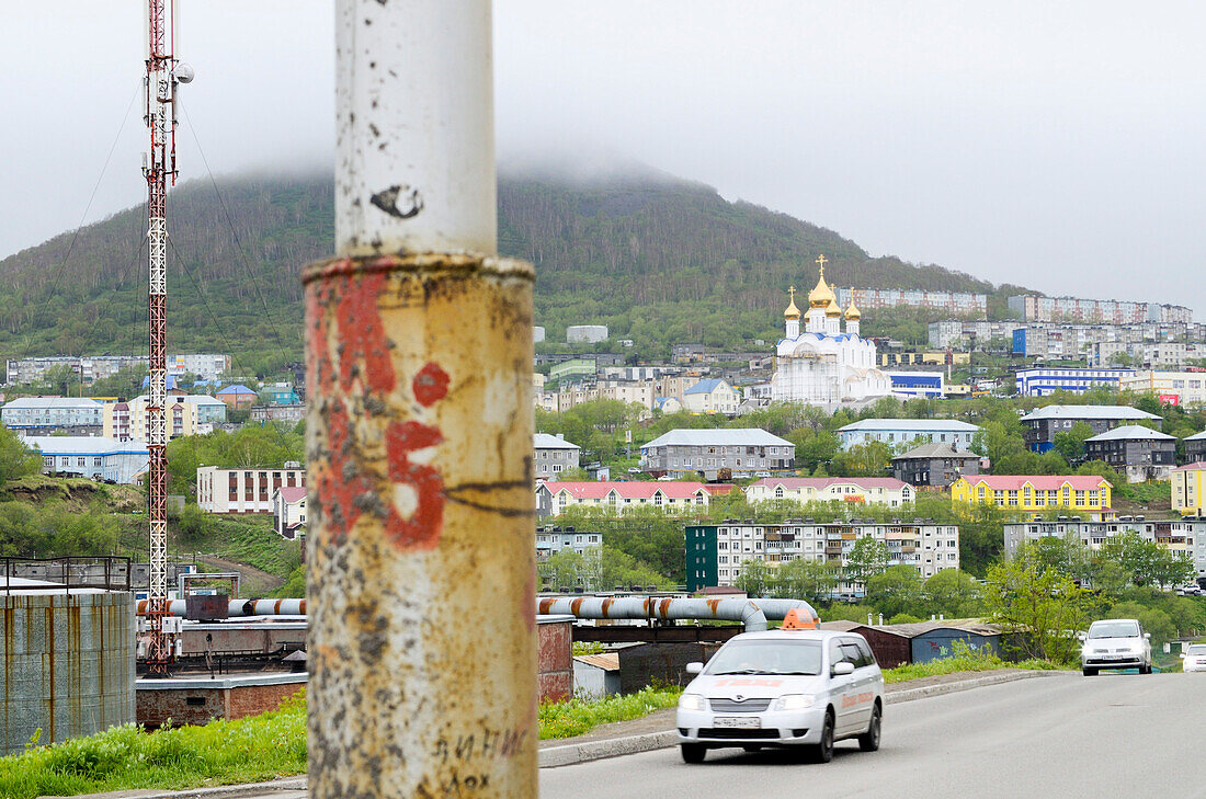 Blick auf die Stadt Petropawlowsk-Kamtschatski, Kamtschatka, Russland