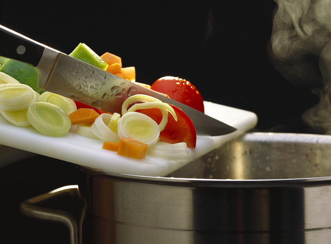 Putting Vegetables into a Pan