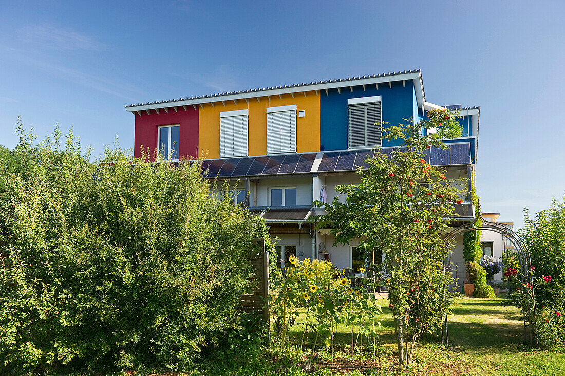 Passivhaus im Rieselfeld-Viertel, Freiburg im Breisgau, Schwarzwald, Baden-Württemberg, Baden-Württemberg, Deutschland, Europa