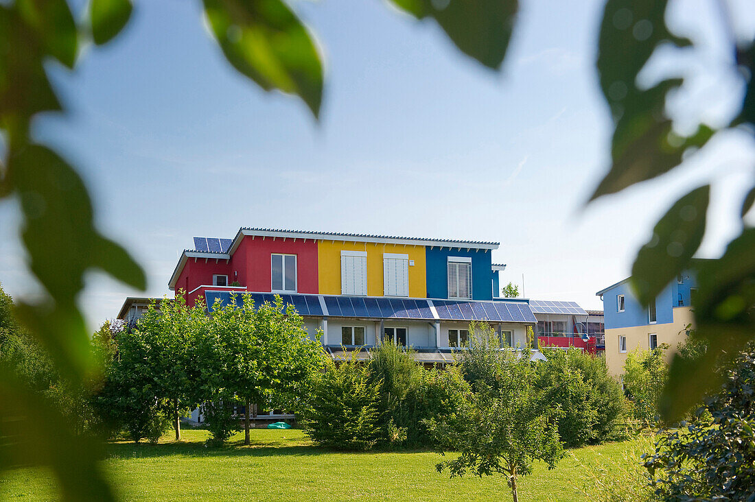 Passivhaus im Rieselfeld-Viertel, Freiburg im Breisgau, Schwarzwald, Baden-Württemberg, Baden-Württemberg, Deutschland, Europa