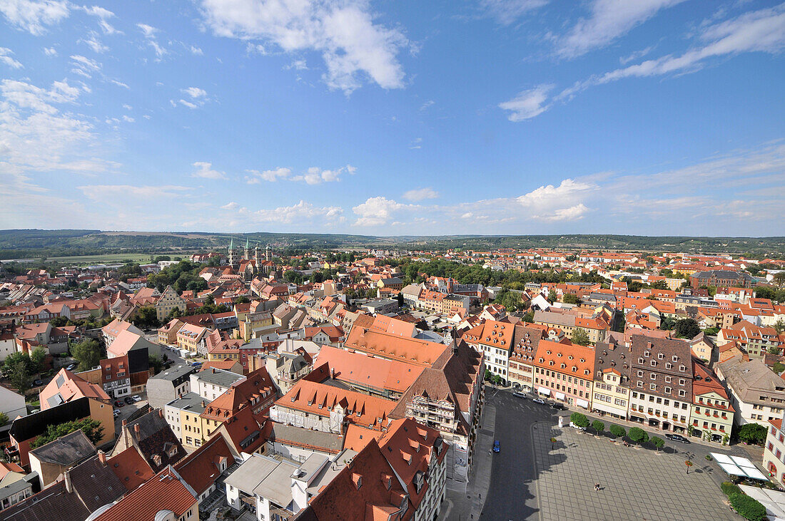 View from the tower of St. Wenzel onto the town of Naumburg, Saxony-Anhalt, Germany, Europe