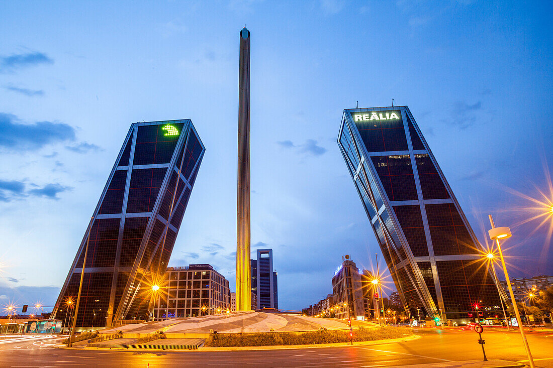 Kio Towers in Castilla square, Madrid, Spain