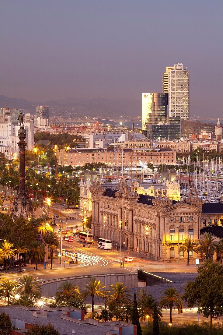 View of Barcelona city from Miramar in Montjuich mountain, Barcelona, Spain