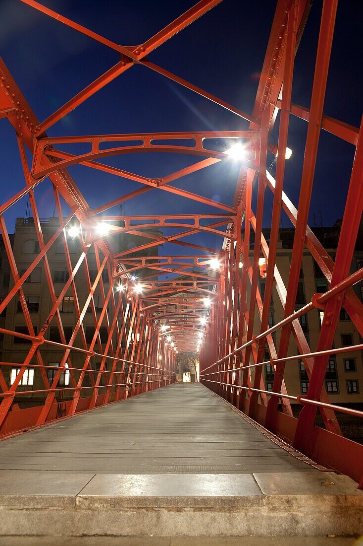 Bridge of Les Peixateries Velles in downtown, Girona, Spain