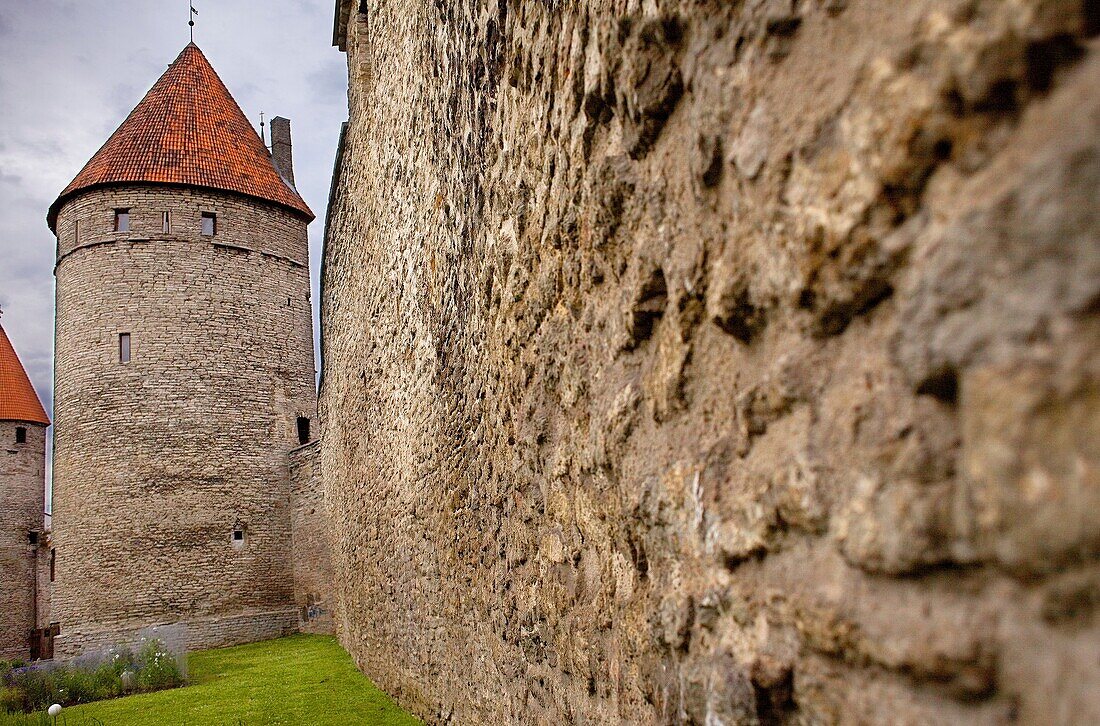 Old city walls in Tornide väljak ,Tallinn, Estonia