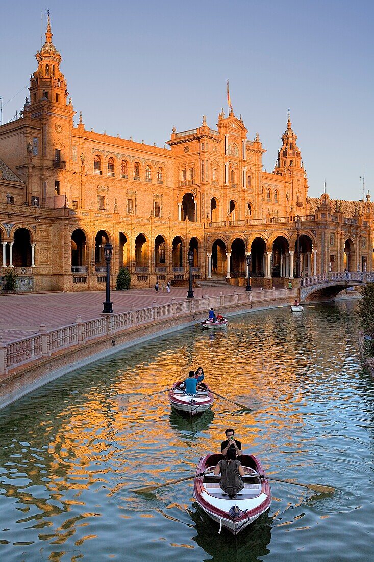 boats in Plaza de España,Maria Luisa Park, Sevilla,Andalucía, Spain