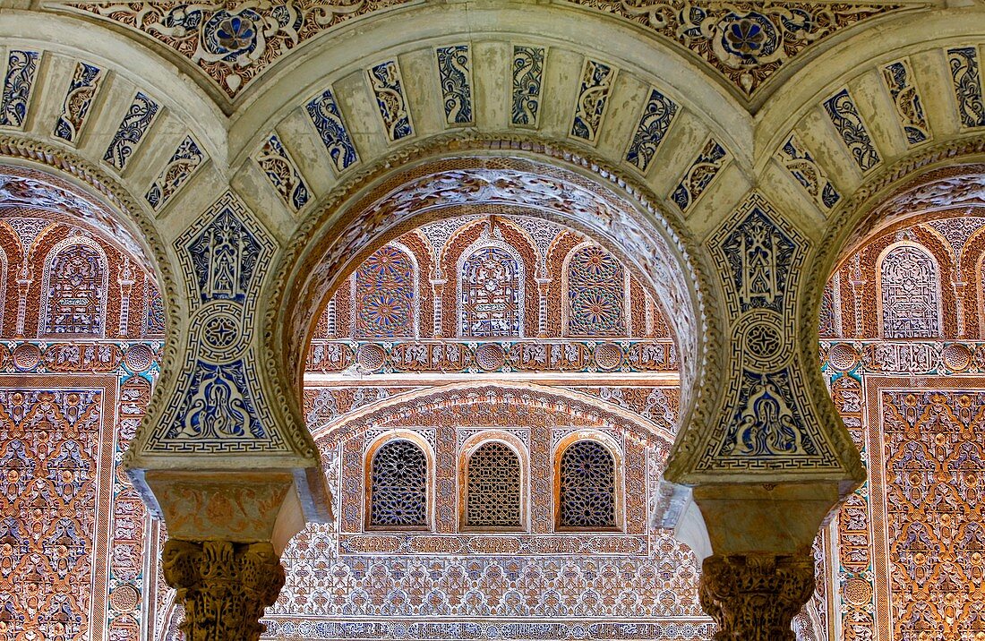 Royal Alcazar,detail of `Salón de Embajadores´,Ambassador´s Hall ,Sevilla,Andalucía,Spain