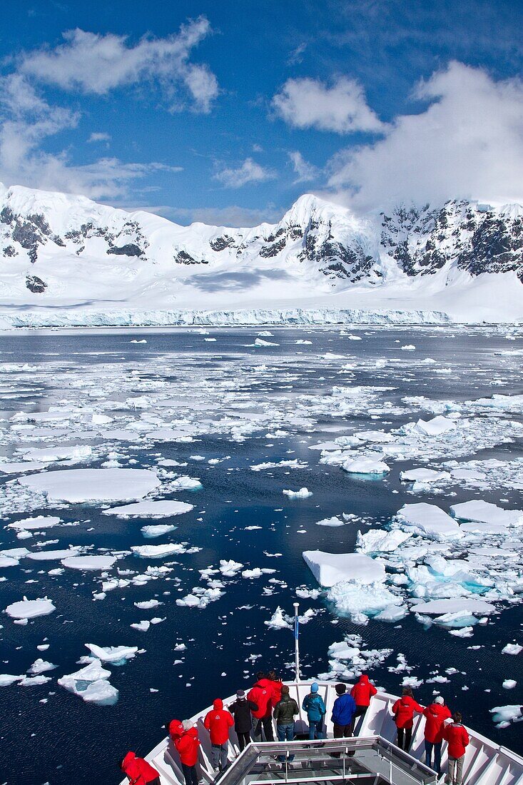 Guests from the Lindblad Expedition ship National Geographic Explorer enjoy the Lemaire Channel in Antarctica. Guests from the Lindblad Expedition ship National Geographic Explorer enjoy the Lemaire Channel in Antarctica  MORE INFO Lindblad Expeditions pi