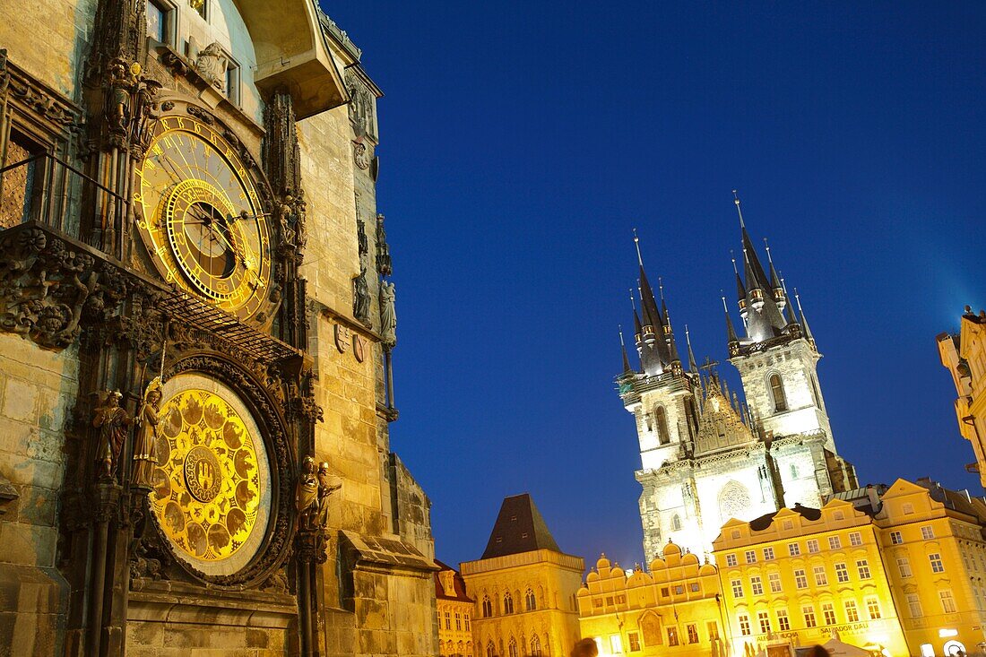 Tyn Church and the Astronomical Clock Tower, Prague, CZ