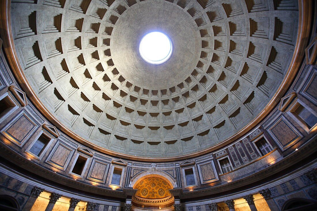 Interior of the Pantheon´s dome, Rome, Italy