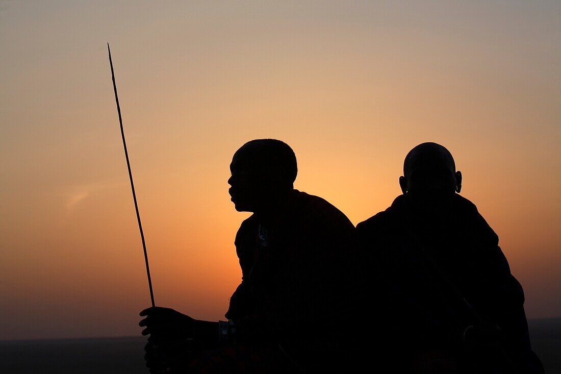 Silhouette of a Maasai men, Ngogongoro conservation Area, Tanzania