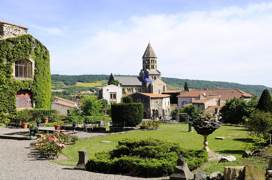 Roman church in the village of St. Saturnin, Volcano Auvergne, France, Europe