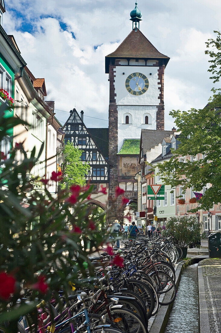 View of gate Martinstor at the old town, Freiburg im Breisgau, Black Forest, Baden-Wuerttemberg, Germany, Europe