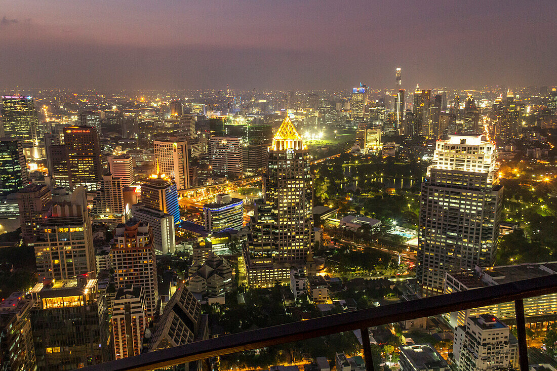 View from the roof terrace of the Banyan Tree Hotel on to the skyline of Bangkok, Bangkok, Thailand