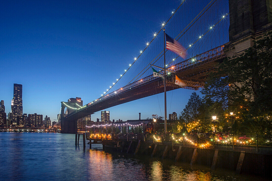 River Cafe at Brooklyn Bridge, New York city, USA