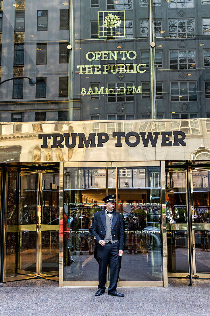 Entrance guard of Trump Tower 5th Avenue, Manhattan, New York