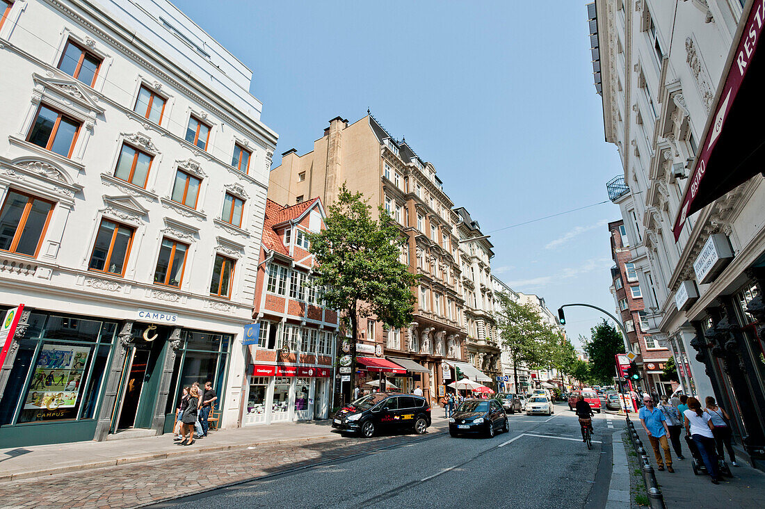 Street at St. Georg district, Hamburg, Germany, Europe