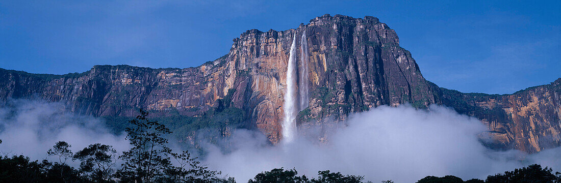 Die Angel Wasserfälle und Nebel, Canaima Nationalpark, Venezuela, Südamerika, Amerika