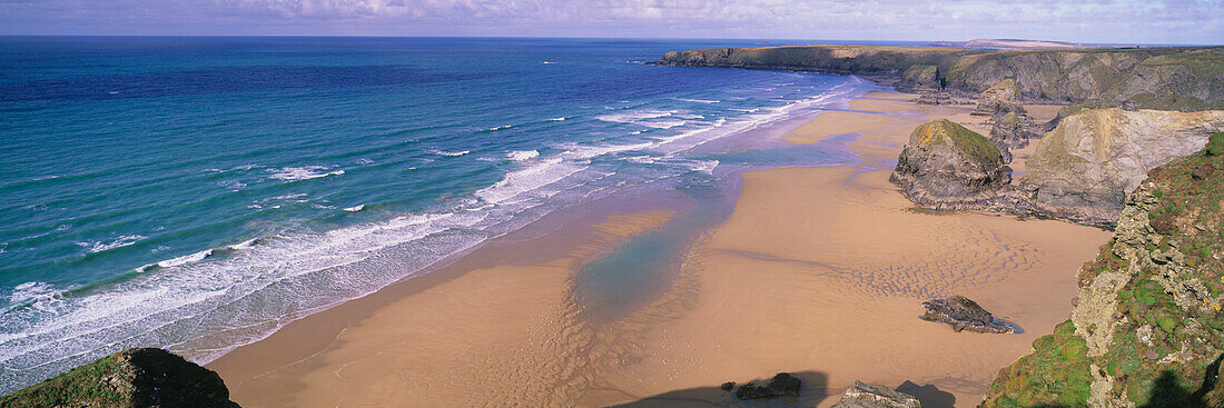 Clean Beach, Bedruthan Steps, North Cornish Coast, Cornwall, South West England, England