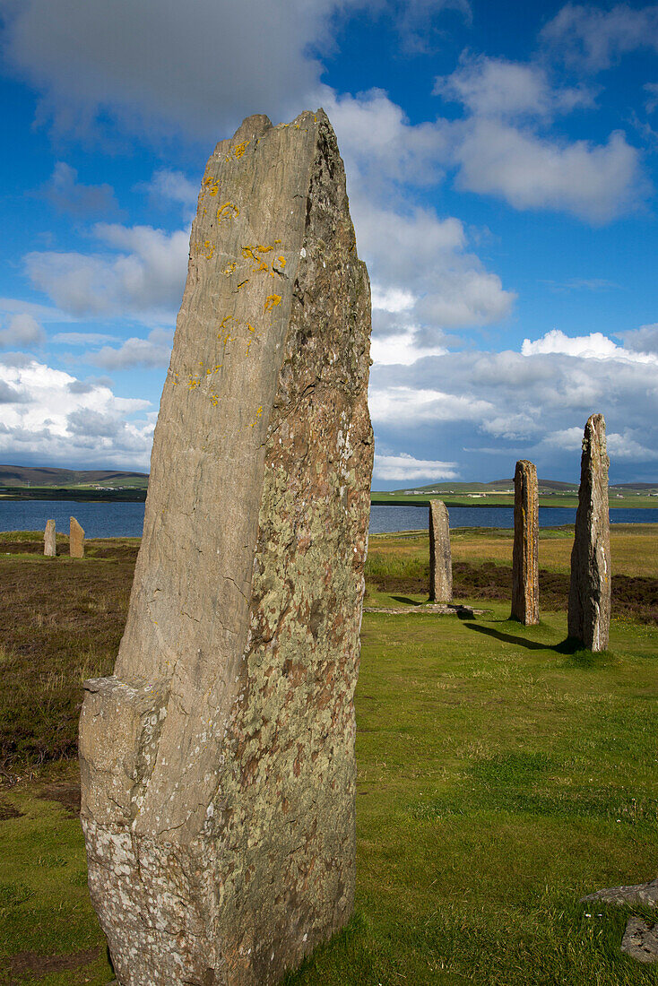 The Ring of Brodgar circle of Neolithic standing stones, Orkney Islands, Scotland, United Kingdom