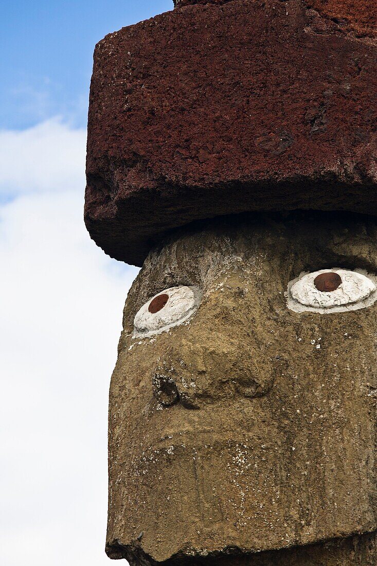 Ahu Ko Te Riku, the only moai with restored coral eyes