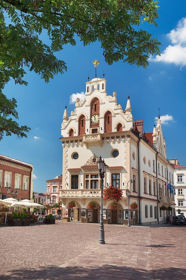 Antique Town Hall at the Market Square in Rzeszow, Poland, Europe