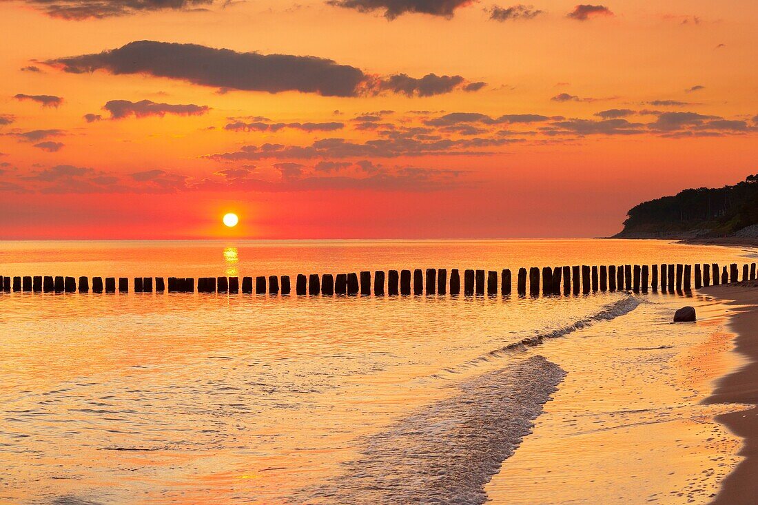 Sunrise at the Baltic Sea, Pomerania, Poland, Europe