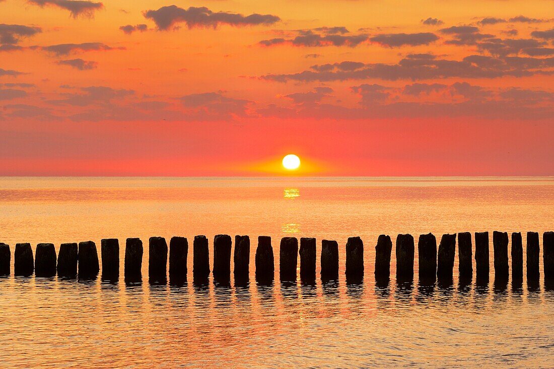 Sunrise at the Baltic Sea, Pomerania, Poland, Europe