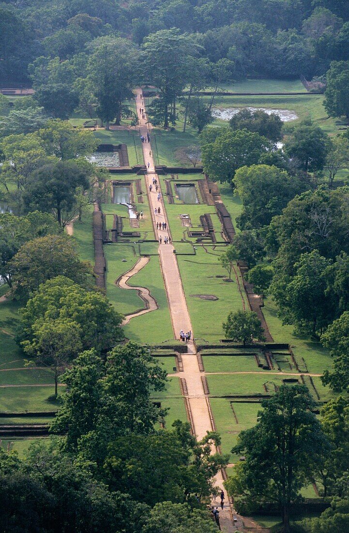 Overview of Sigiriya gardens, Sri Lanka