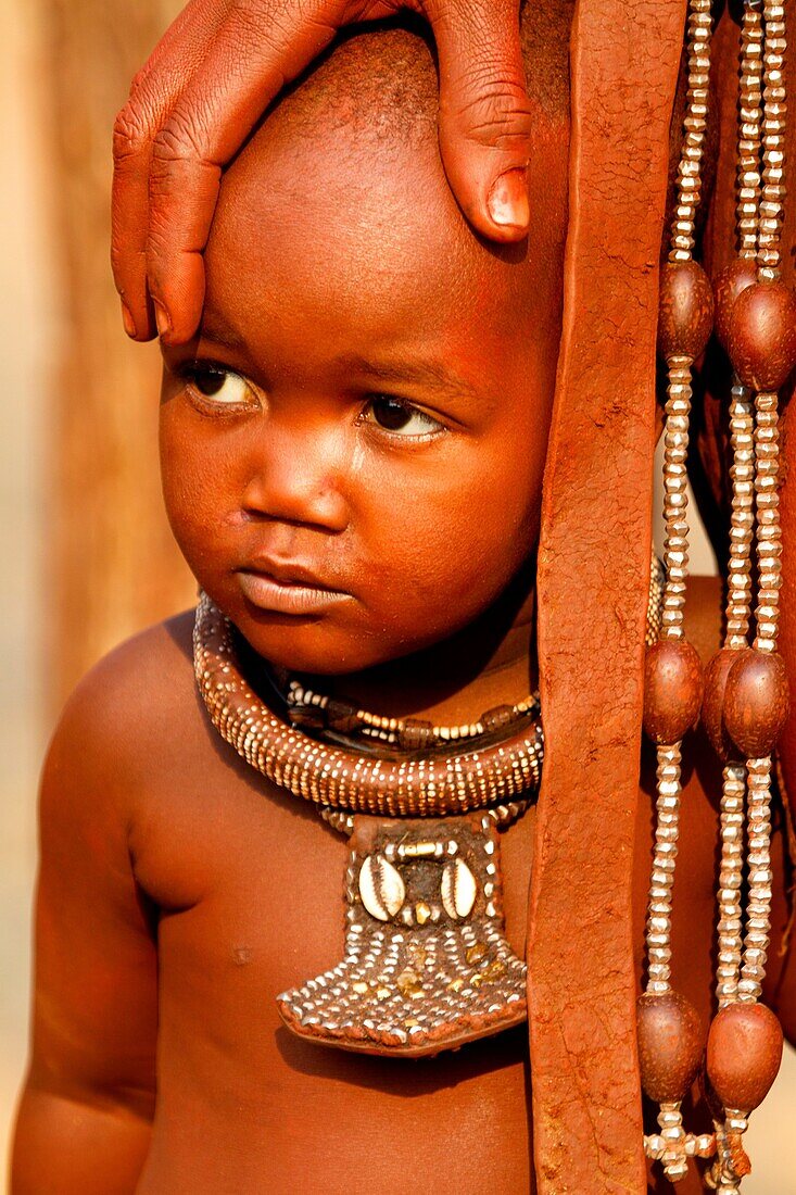 Himba boy, with the typical necklace, Kaokoland, Kunene region, Namibia