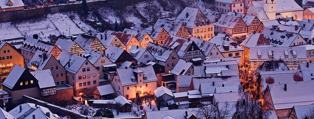 Pottenstein, Franconia, Germany on evening of Pottenstein Ewige Anbetung - Lichterfest, January 6, 2009