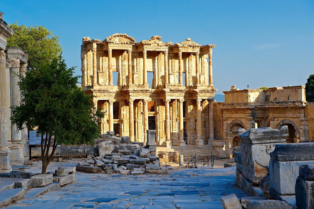 Picture of The library of Celsus  Images of the Roman ruins of Ephasus, Turkey images  Stock Picture & Photo art prints