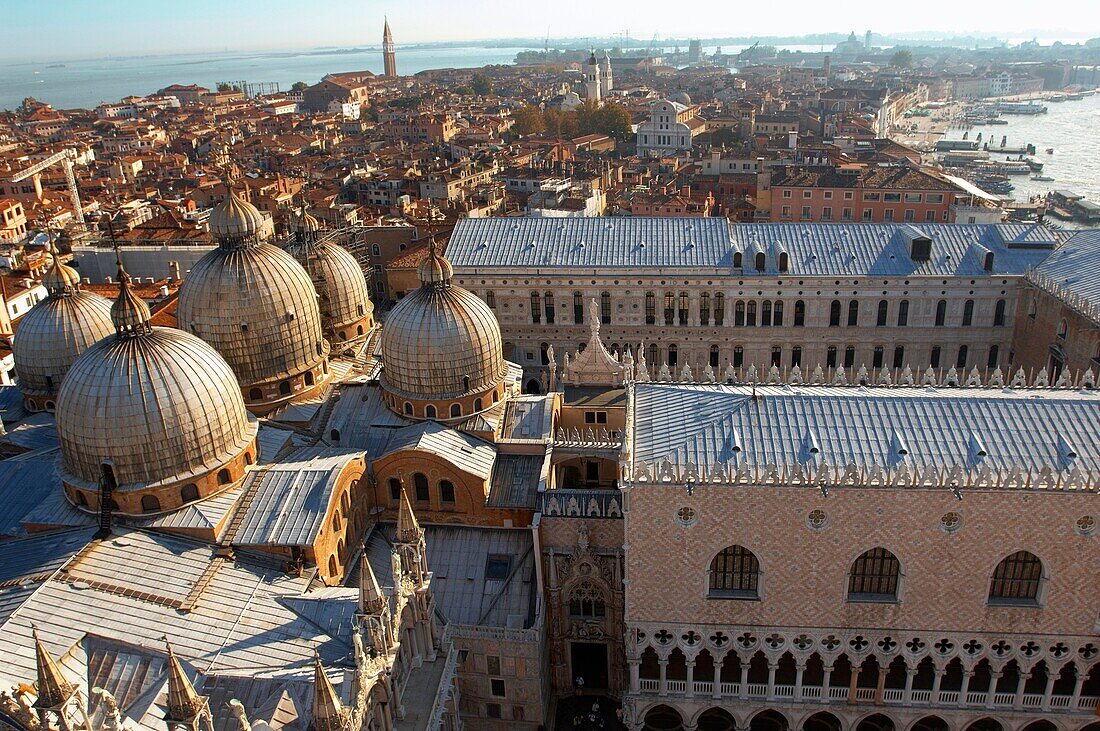 Arial view of saint Mark´s square and basilica with Doge´s Palace - Venice - Italy
