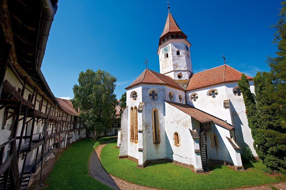 Prejmer  German: Tartlau Fortified Church, one of the best preserved of its kind in Eastern Europe was built by the Teutonic Knights in 12 12. Brasov, Transylvania. UNESCO World Heritage Site