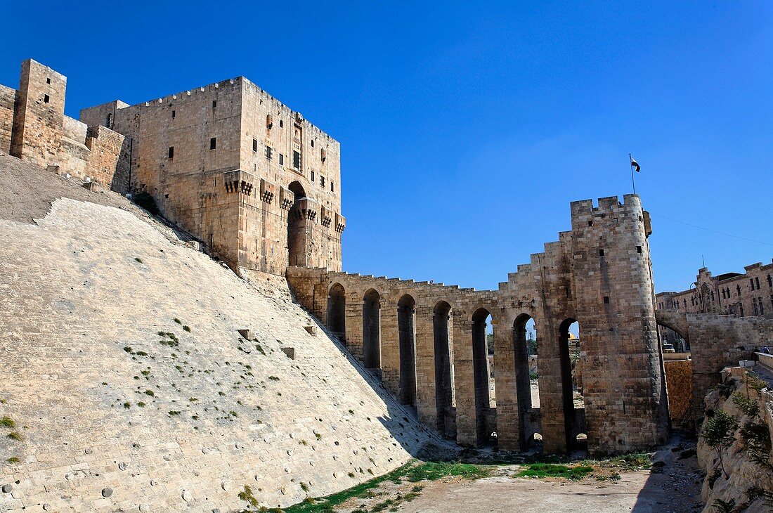 The gatehouse of the Citadel of Aleppo, Syria