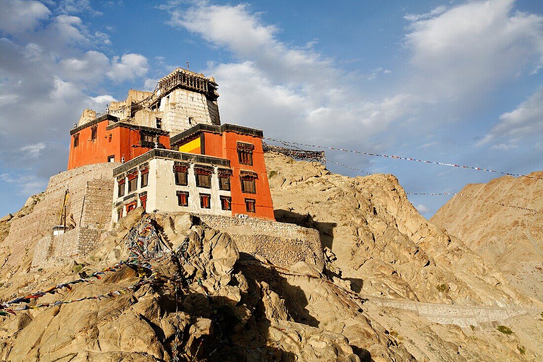 Tsemo Gompa and the Victory Fort build on a rocky ridge abve Leh, Ladakh, India