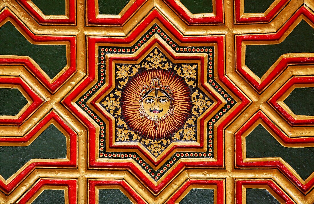 Ornate ceiling at Junagarh Fort, Bikaner, Rajasthan, India