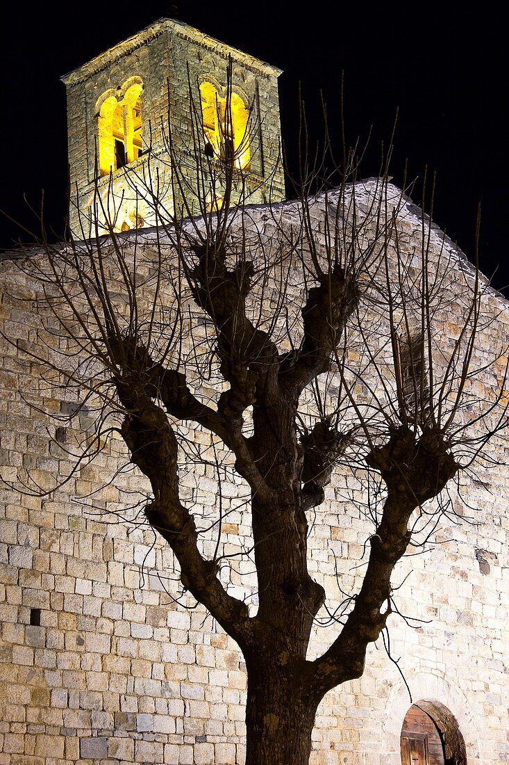 Romanesque church of Sant Climent lit -Taüll - Vall de Boi - Pyrenees - Lleida Province - Catalonia - Cataluña - Spain