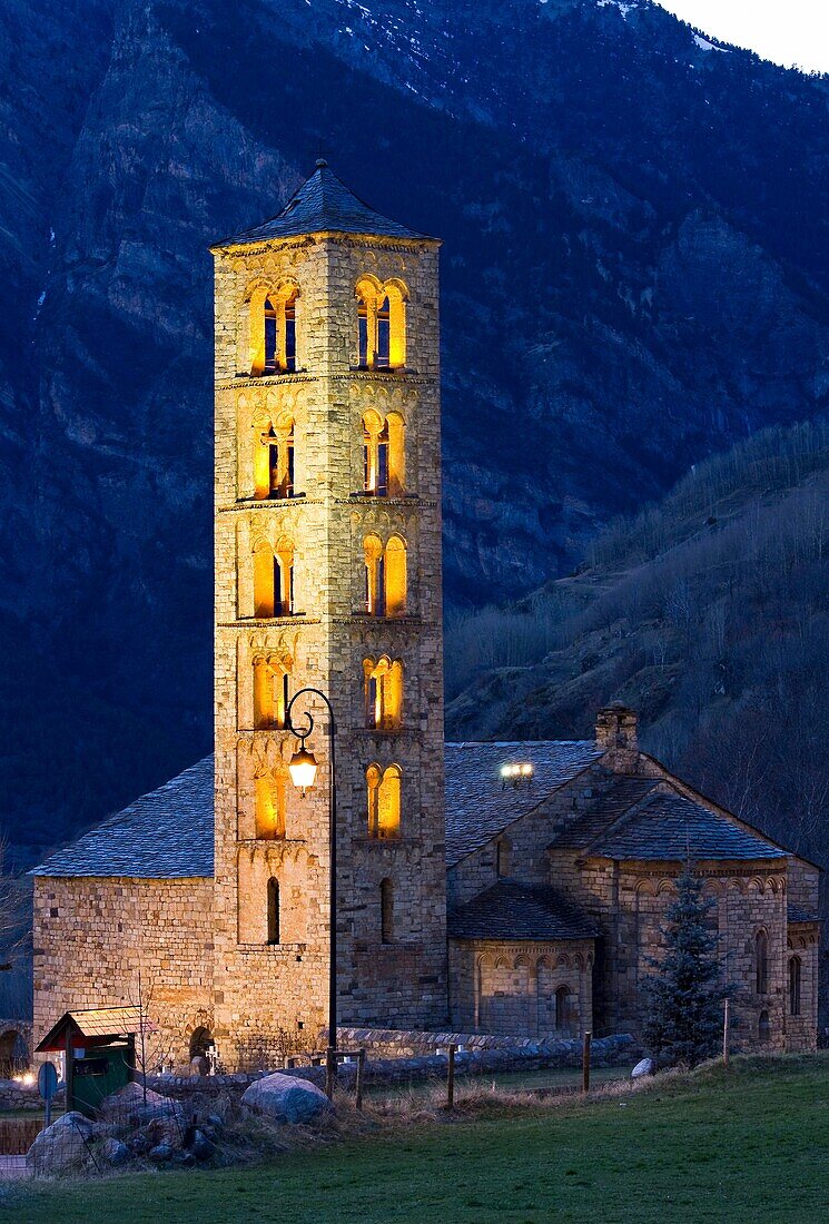 Romanesque church of Sant Climent lit -Taüll - Vall de Boi - Pyrenees - Lleida Province - Catalonia - Cataluña - Spain