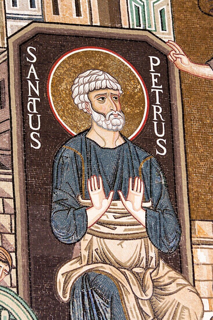 Saint Peter mosaic in Cappella Palatina, Palazzo dei Normanni, Palermo, Sicily, Italy