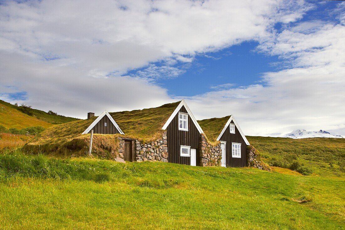 Grass-roofed houses of Sel, Sel, Iceland