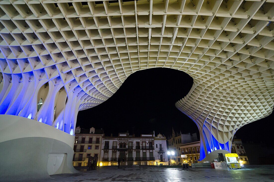 Metropol Parasol structure at De la Encarnacion Square, it was designed by Jürgen Mayer-Hermann  Seville, Andalusia, Spain, Europe