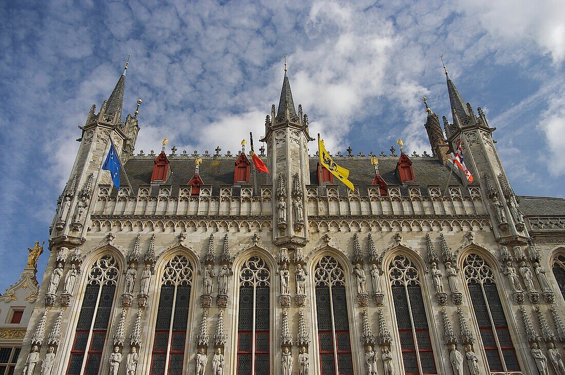 Detail of Bruges´ ornate town hall  Bruges, Belgium